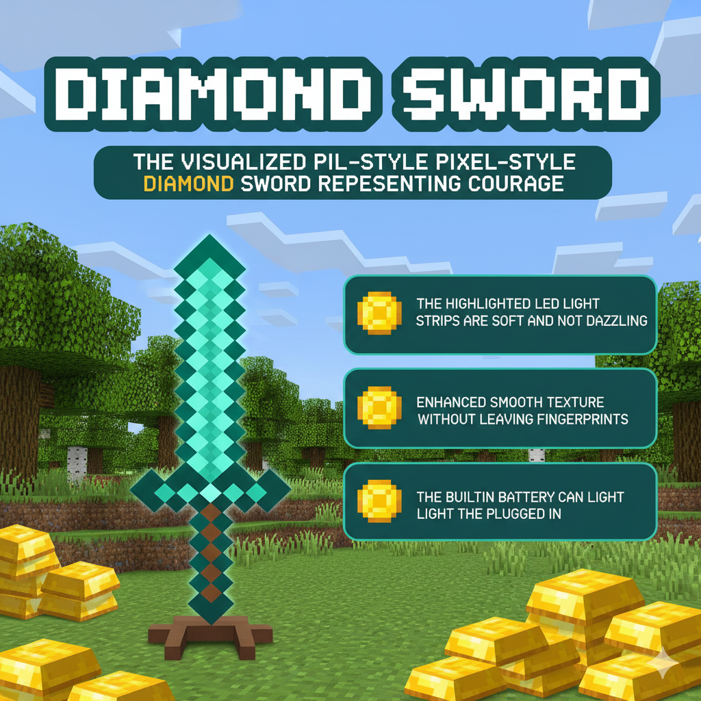 ⚔️Multicolor LED Minecraft Sword